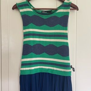 DEAR CREATURES Rare Blue and Green Maxi Dress, Knit Mod Top Size L